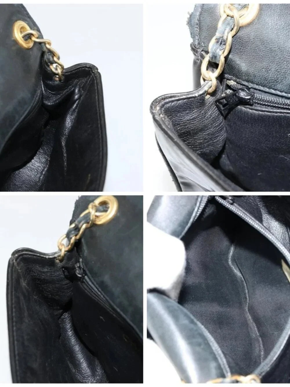 CHANEL COCO Mark Chain Shoulder Bag Patent leather Black Gold CC Auth 177993